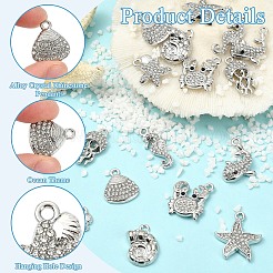 16Pcs 8 Styles Alloy Crystal Rhinestone Pendants&nbsp;FIND-YW0012-26