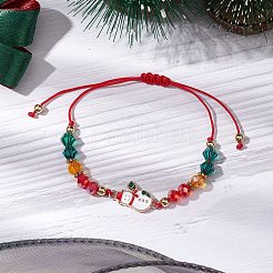 Christmas Glass Braided Bead Bracelets&nbsp;BJEW-JB10892-02
