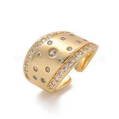 Brass Micro Pave Clear Cubic Zirconia Cuff Rings for Women&nbsp;RJEW-U041-07G