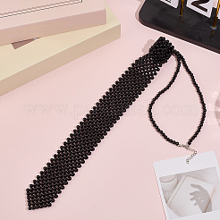 Plastic Imitation Pearls Beaded Neck Tie&nbsp;AJEW-WH20080-02B