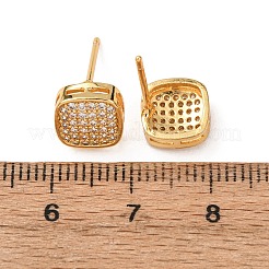 Brass Micro Pave Cubic Zirconia Stud Earrings&nbsp;EJEW-F418-01G-02