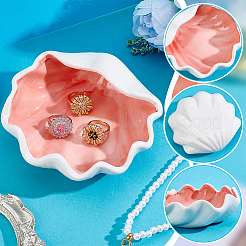 Shell Shaped Porcelain Jewelry Storage Trays for Rings&nbsp;AJEW-WH0077-077