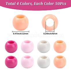 200Pcs 4 Colors Opaque Acrylic Beads&nbsp;SACR-SP0001-34