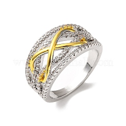 Brass Micro Pave Cubic Zirconia Finger Rings for Women&nbsp;RJEW-Z146-01GP