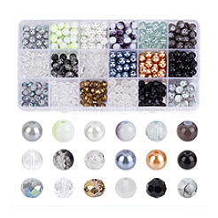 540Pcs 18 Style Baking Paint Pearlized & Opaque & Transparent Glass Beads&nbsp;EGLA-WR0001-03