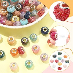 100Pcs 2 Styles Resin Rhinestone European Beads&nbsp;RESI-YW0006-01