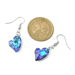 Heart Faceted Glass Dangle Earrings&nbsp;EJEW-JE05325