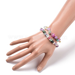 2Pcs Mixed Gemstone Chips Stretch Bracelets Set for Parent Children&nbsp;BJEW-JB08431
