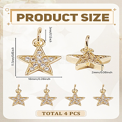4Pcs Brass Micro Pave Cubic Zirconia Charms&nbsp;ZIRC-LP0001-32