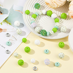 64Pcs Round & Rondelle Food Grade Eco-Friendly Silicone Beads&nbsp;SIL-SP0001-19B