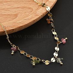 Brass Rolo & Flat Sequin Chains Necklaces for Women&nbsp;NJEW-D302-55