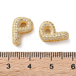 Rack Plating Brass Micro Pave Cubic Zirconia Slide Charms&nbsp;KK-C084-34G-P