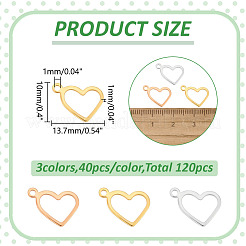 120Pcs 3 Colors 304 Stainless Steel Open Pendants&nbsp;STAS-WR0001-19B