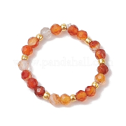 Natural Carnelian Beaded Stretch Rings for Women&nbsp;RJEW-JR00868-07