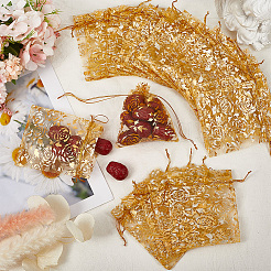 100Pcs Rose Printed Organza Bags&nbsp;OP-SP0001-06B