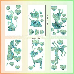 6PCS PVC Stickers Dazzling Color Window Stickers 3D Laser Puppy And Heart Shapes Electrostatic Glass Window Stickers&nbsp;JX834A