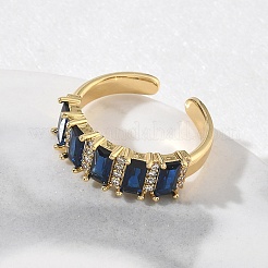 Brass Micro Pave Cubic Zirconia Cuff Open Rings for Women&nbsp;RJEW-L343-16G