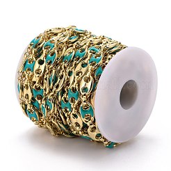 Golden Plated Alloy Enameled Coffee Bean Links Chains&nbsp;LCHA-H004-02G-E