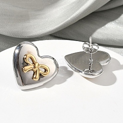 Two Tone 304 Stainless Steel Stud Earrings&nbsp;EJEW-B156-15P