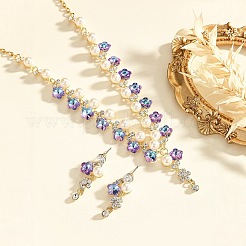 Zinc Alloy Rhinestone & Plastic Imitation Pearl & Glass Pendant Necklaces & Stud Dangle Earrings&nbsp;FS-WG37AE5-01