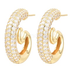 Brass Micro Pave Cubic Zirconia Stud Earrings&nbsp;EJEW-G471-50G