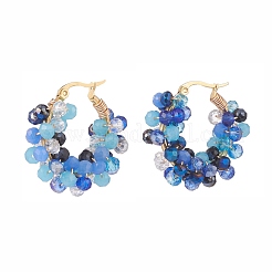 Glass Beaded Braided Hoop Earrings&nbsp;EJEW-JE04896