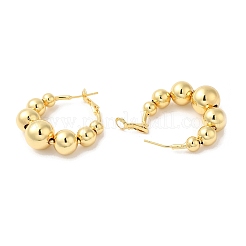 Rack Plating Brass Round Beaded Hoop Earrings&nbsp;EJEW-R150-08G