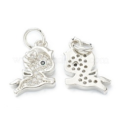 Brass Micro Pave Clear Cubic Zirconia Charms&nbsp;ZIRC-B010-35