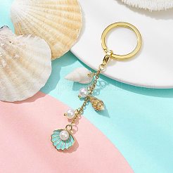 Alloy Enamel & Spiral Shell Pendant Keychains&nbsp;KEYC-JKC00681-01