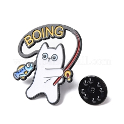 Fishing White Cat Enamel Pins&nbsp;JEWB-L024-01EB-03