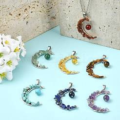 7Pcs Natural & Synthetic Mixed Stone Pendants&nbsp;PALLOY-FS00070