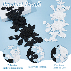 2Pairs Flower Pattern Polyester Computerized Embroidery Cloth Sew on Appliques&nbsp;PATC-HS0001-09