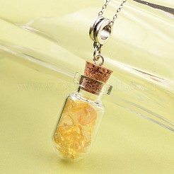 Cute Design Glass Wishing Bottle Antique Silver Tone Alloy Gemstone Pendants&nbsp;PALLOY-JF00068