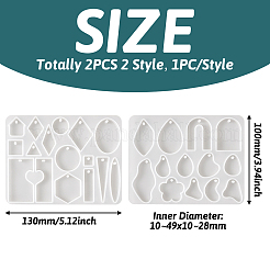 2Pcs 2 Style DIY Geometrical/Irregular Shape Pendants Silicone Molds&nbsp;DIY-TA0004-58