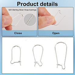 12Pcs 3 Style 925 Sterling Silver Hoop Earrings&nbsp;STER-PH0001-32