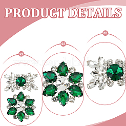 4Pcs 2 Styles Flower Brass Rhinestone Shoe Decorations&nbsp;AJEW-WR0002-42A