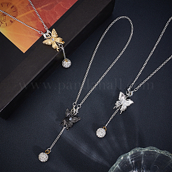 Brass Micro Pave Cubic Zirconia Butterfly Pendant Decorations&nbsp;HJEW-DR00024
