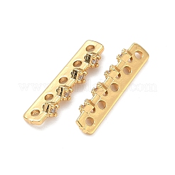 Brass Micro Pave Clear Cubic Zirconia Spacer Bars&nbsp;KK-Z139-11G-03
