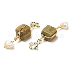 Wire Wrapped Verawood Cube Pendant Decorations&nbsp;KK-H445-04G