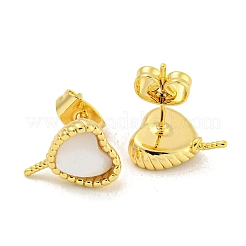 Brass with Shell Stud Earring Findings&nbsp;KK-G490-04G