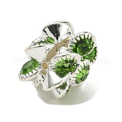 Brass Peridot Rhinestone Beads&nbsp;KK-I715-27S-01