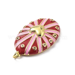Oval with Heart Brass Micro Pave Cubic Zirconia Pendants&nbsp;KK-Z114-24G