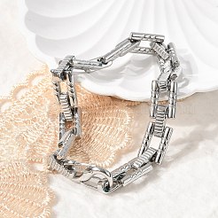 304 Stainless Steel Rectangle Link Chain Bracelets for Women Men&nbsp;BJEW-F488-64P
