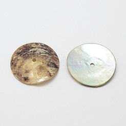 Flat Round Natural Akoya Shell Beads&nbsp;SHEL-N034-08