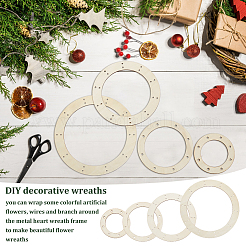 8Pcs 4 Styles Wreath Frames for Crafts&nbsp;WOOD-FG0001-33