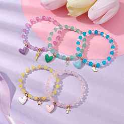 Glass Round Beaded Stretch Bracelets&nbsp;BJEW-JB09909