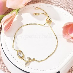 Brass Micro Pave Clear Cubic Zirconia Slider Bracelets&nbsp;BJEW-C089-05G