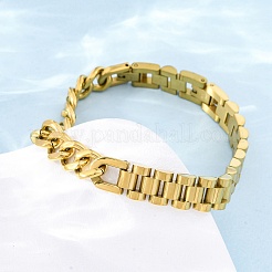 304 Stainless Steel Cuban Link & Panther chain Bracelets for Women Men&nbsp;BJEW-R018-11G