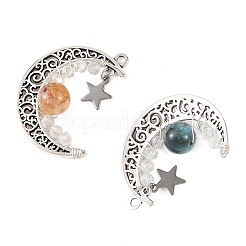 4Pcs 4 Styles Heated Natural Citrine & Apatite & Rainbow Moonstone & Dyed Green Jade Pendants&nbsp;PALLOY-TA00427
