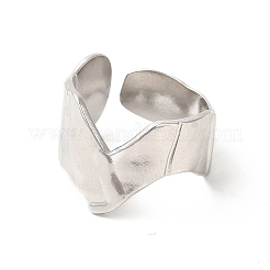 Non-Tarnish 304 Stainless Steel Wave Open Cuff Ring for Women&nbsp;RJEW-E063-17P